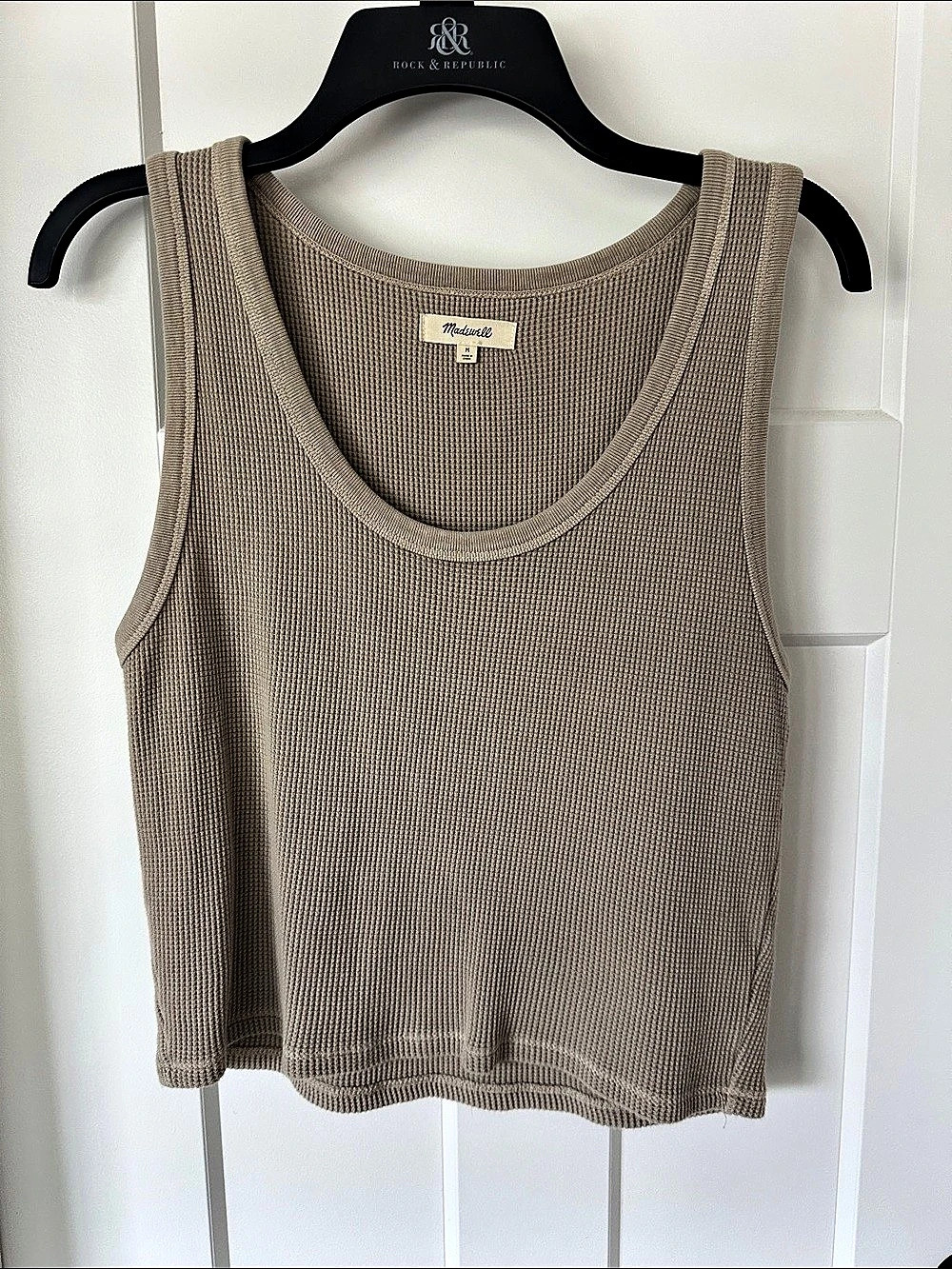 Madewell Crewneck Crop Tank Waffle Knit Brown Medium